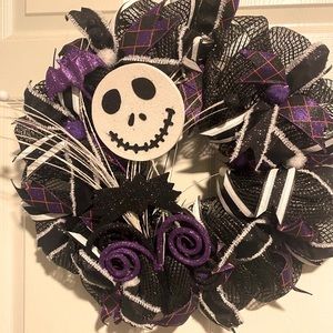 Spooky Nightmare Before Christmas Wreath, Halloween Decor w/door hanger Goth